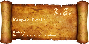 Kasper Ervin névjegykártya